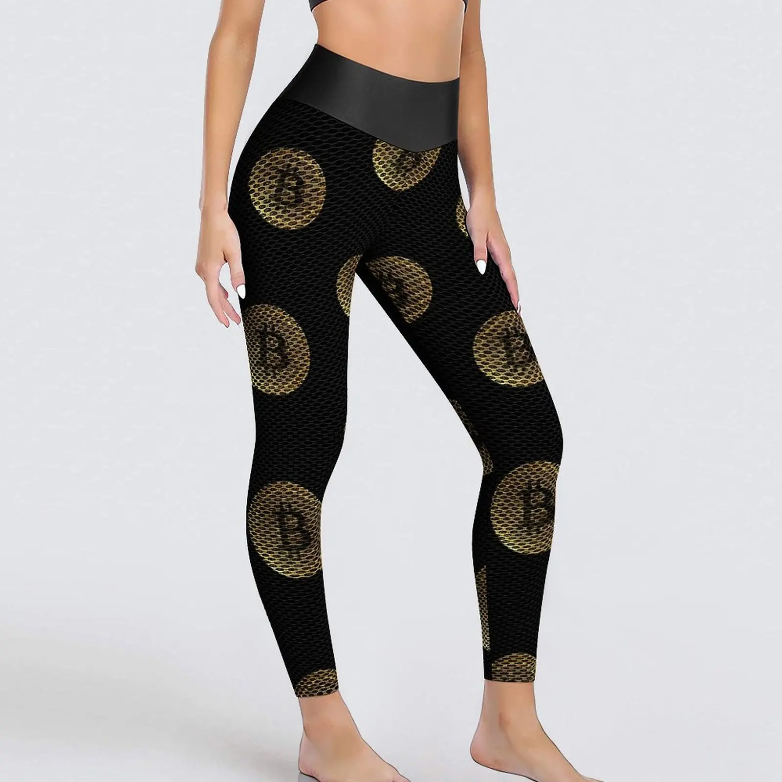

Bitcoin Crypto Yoga Pants Female Gold Coin Print Leggings Sexy Push Up Aesthetic Yoga Sports Tights Stretchy Printed Gym Leggins