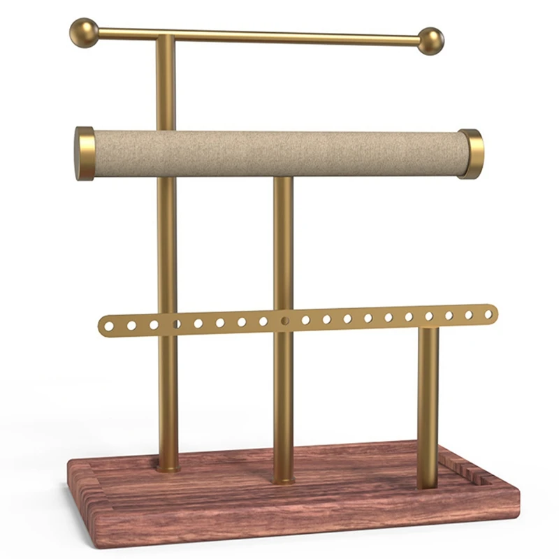 

Metal and Wooden Jewelry Holder Earrings Necklace Ring Pendant Bracelet Jewelry Display Stand Storage Organizer Holder