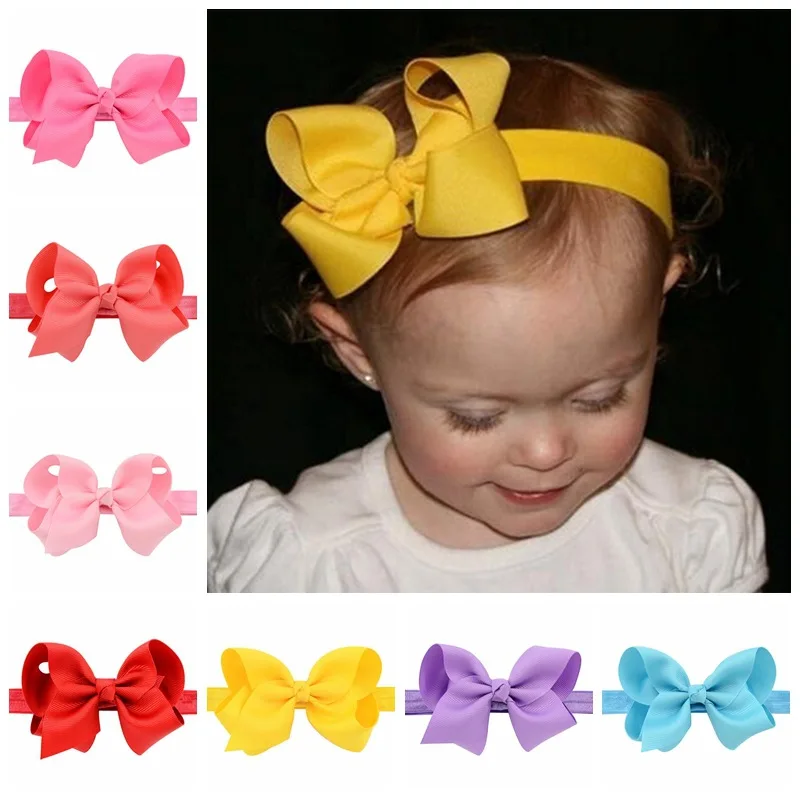 

20PCS/lot Newborn Kids Headband Solid Bows Grosgrain Ribbon Bow Elastic Headwear Headbands Hair Bands DIY Hair Accessories