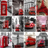 chenistory pictures by number urban architectural red landscape kits home decoration painting by number bus scenery handpainted
