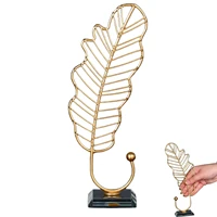 artistic home decoration ornaments vintage crafts feathers sculpture feathers statue metal feathers decor