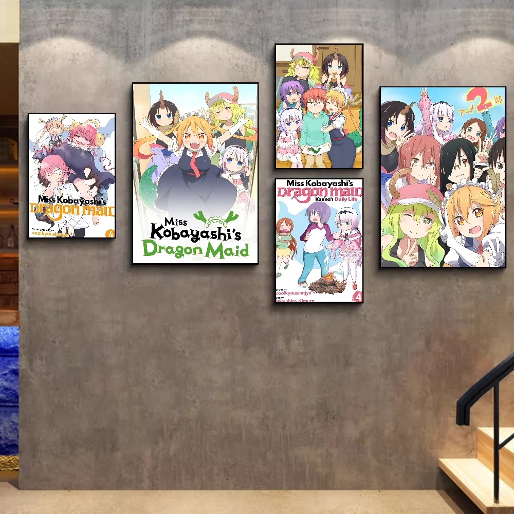 Высококачественные наклейки-плакат Miss Kobayashi's Dragon Maid в стиле ретро и