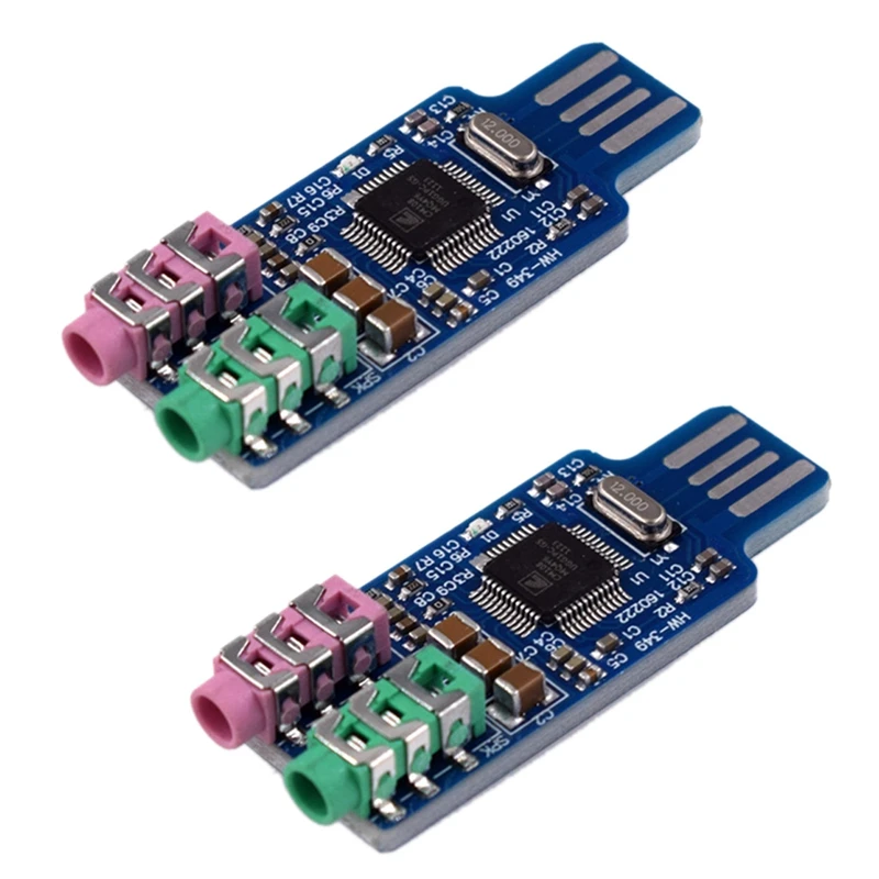 

2Pcs CM108 USB Sound Card Module Free Driver For Laptop Computer External Sound Card Board With 3.5Mm Microphone Jack