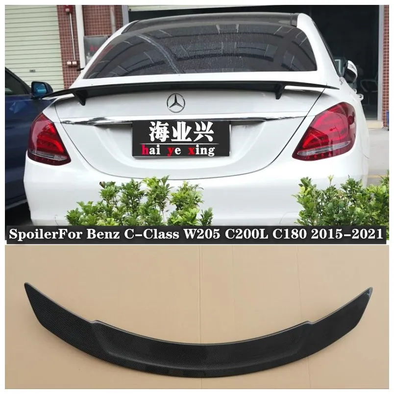 

Fits For Benz C-Class W205 C200L C180 260L 300 2015-2021 High Quality Carbon Fiber Rear Trunk Lip Spoiler Splitter Wing