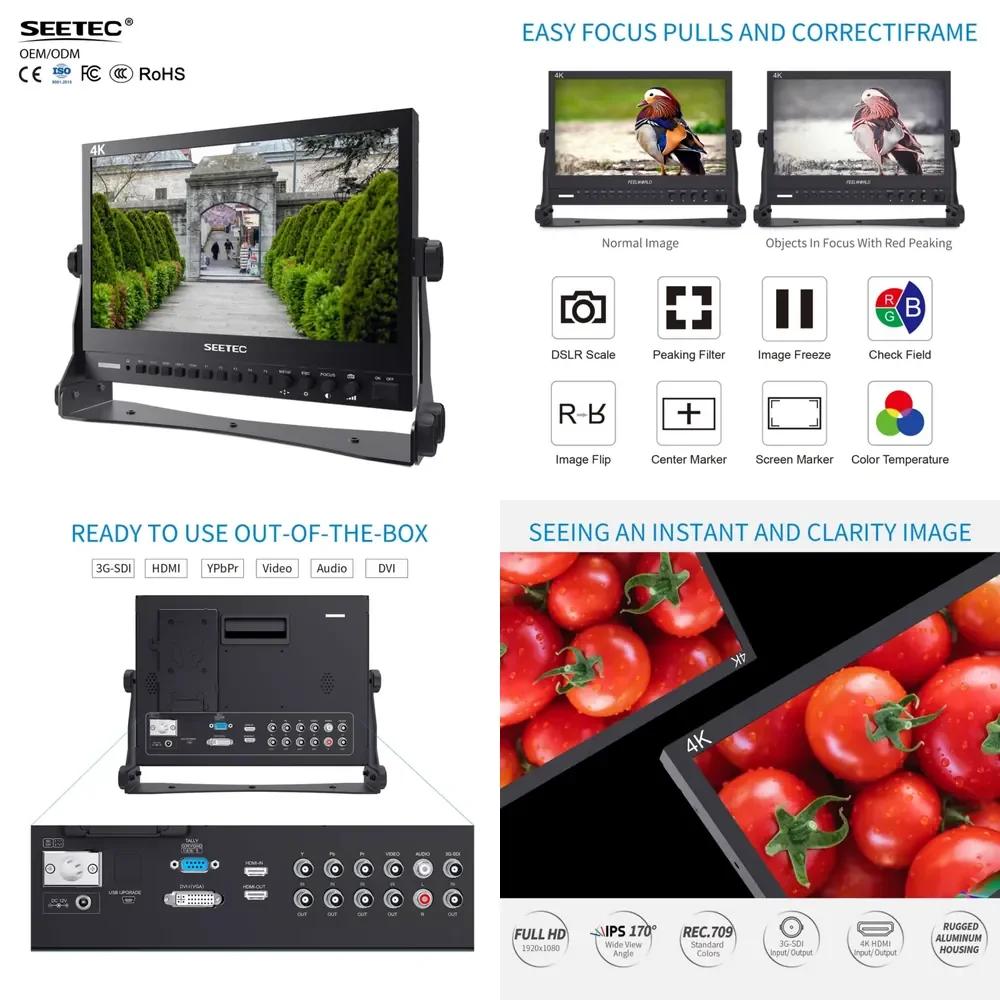 Фото WAP01 SEETEC P133-9HSD Оптовая продажа от производителя 13.3-дюймовый IPS FHD алюминиевый монитор для вещания с 3G-SDI AV YPbPr, индивидуальный заказ оптом №1