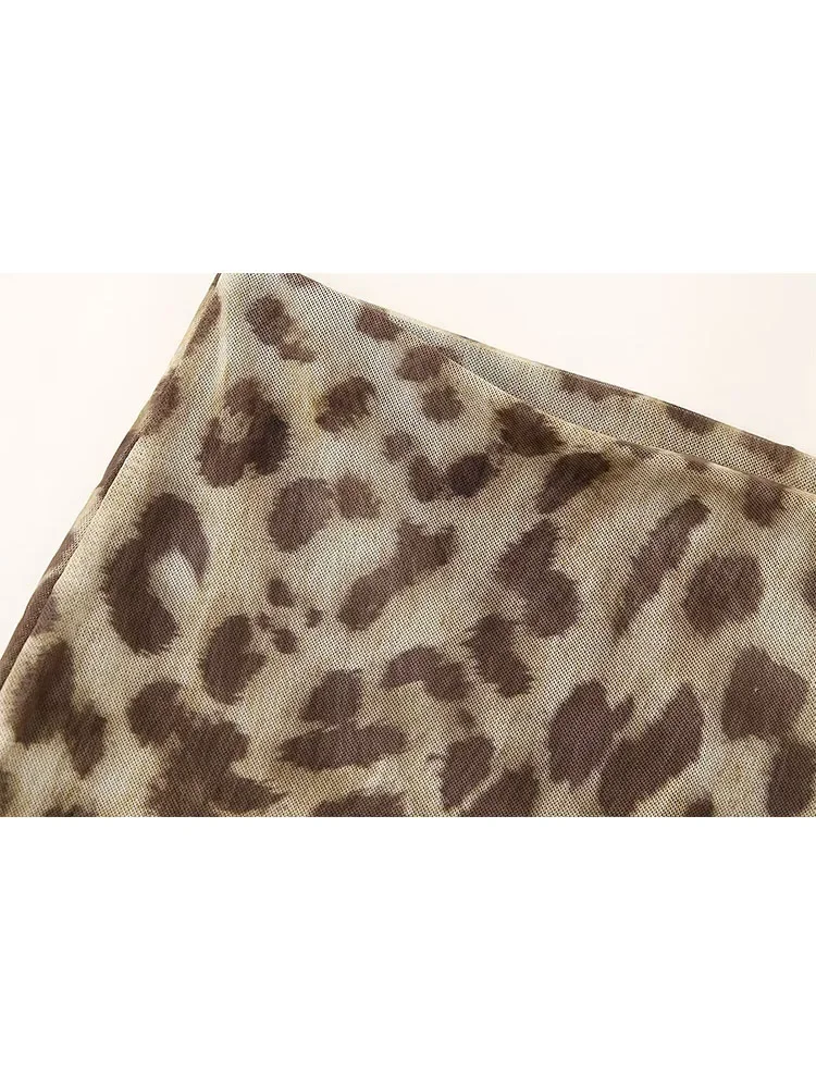 Женский комплект из топа и юбки с леопардовым принтом без бретелек