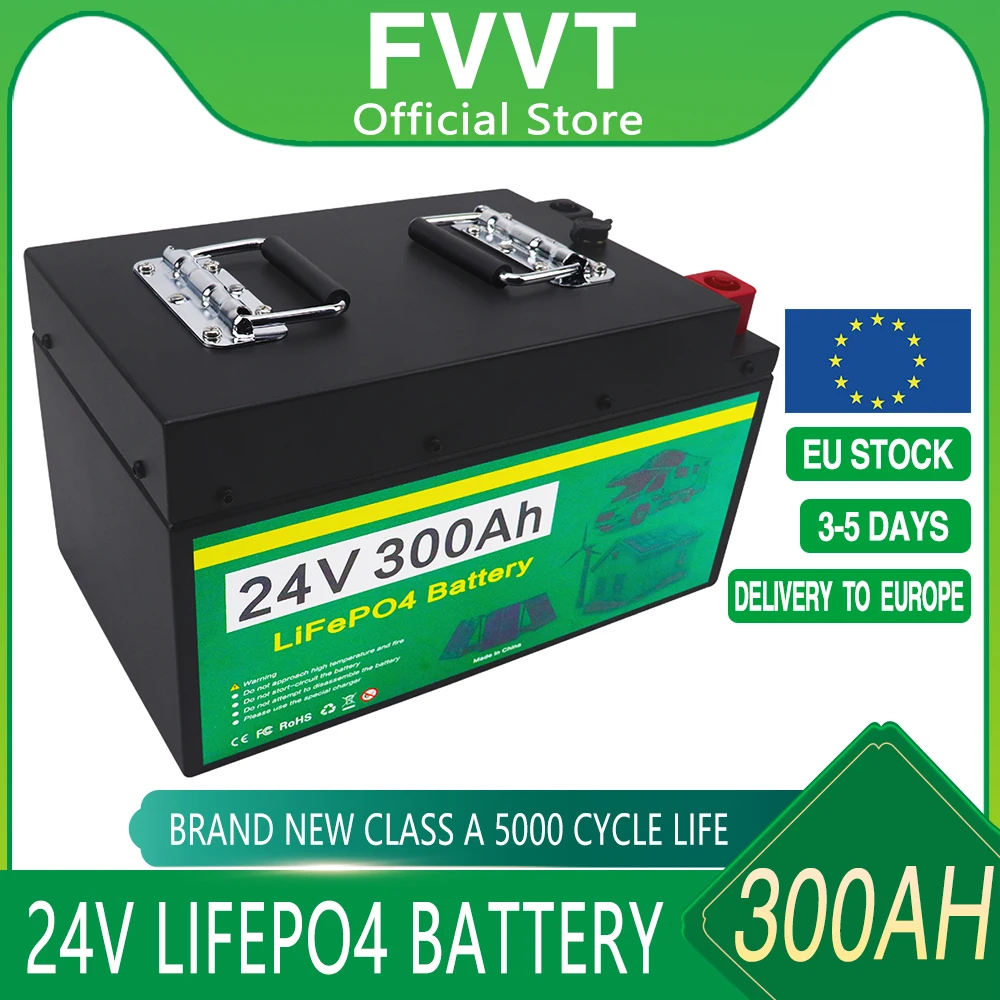 

12V 24V 100AH 200Ah 300Ah 400AH LiFePO4 Battery 12.8V Lithium Iron Phosphate Cell 6000 Cycle For RV Campers Cart Solar + Charger