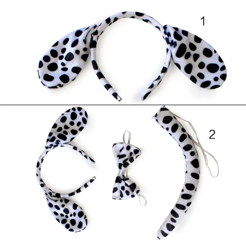 

50JB Cute Animals Cosplay Costume Sets Kids Adult Large Dalmatian Spotty Dog Ears Hea
