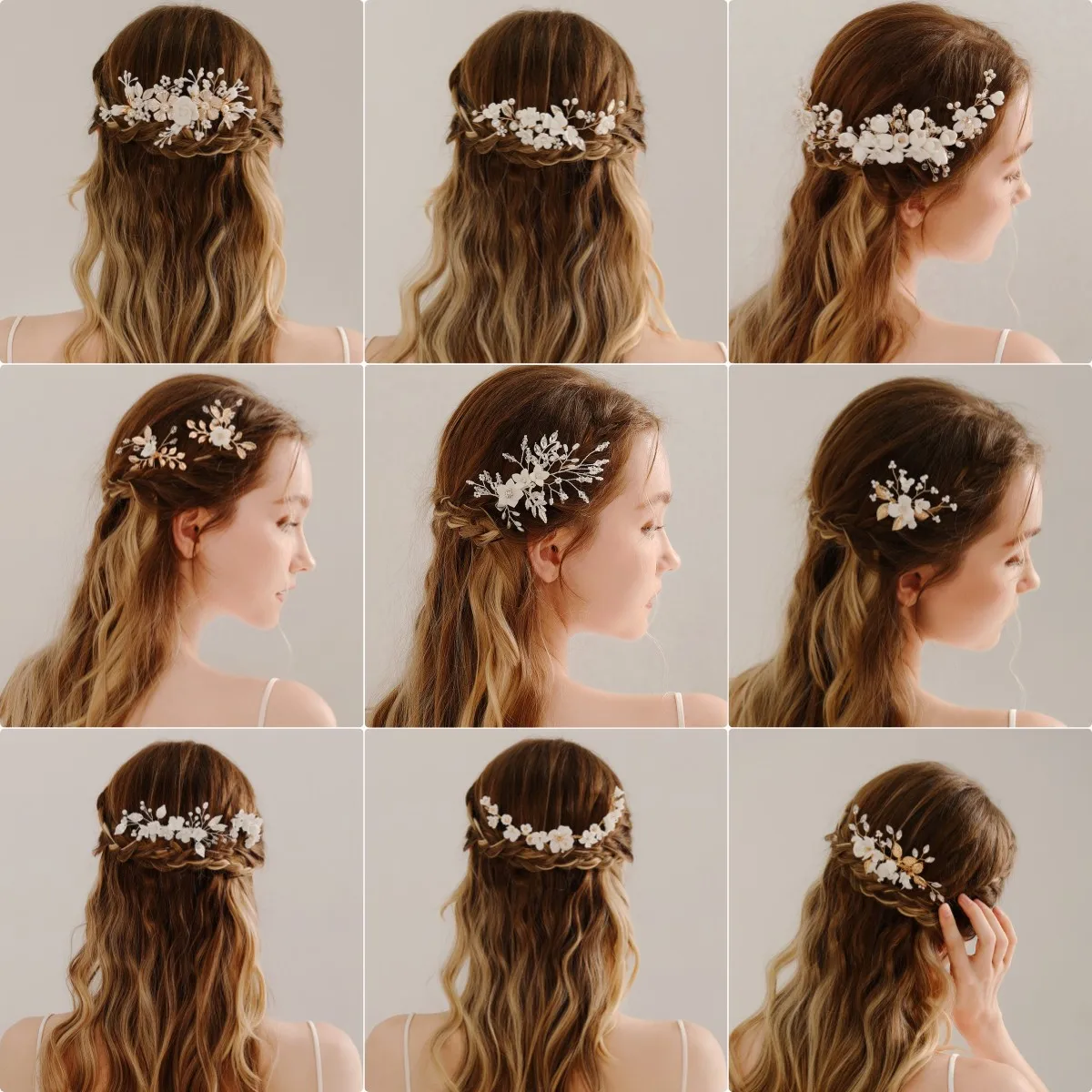 

Efily Wedding Hair Accessories Bridal Headpiece Ceramic Flower Headbands Tiaras Pearl Hairpin Women Hair Comb Bride Hair Jewelry