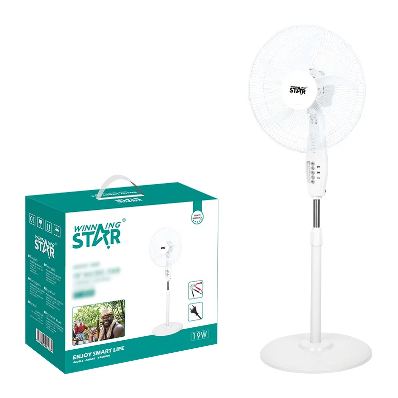 

DC 12V 16 Inch Household 3-Gears Portable Standing Floor Fan With LED lights Electric Desktop Floor Fan for Home Office Outdoor