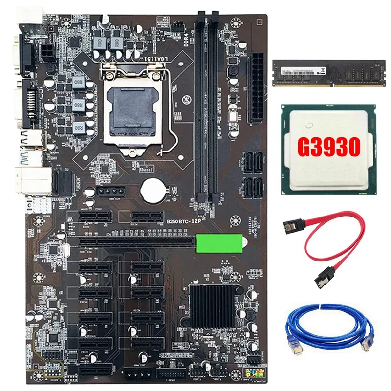 

BTC-B250 материнская плата для майнинга с DDR4 8 Гб 2133 МГц RAM 12 PCI-E X1 X16, графическая карта LGA 1151, поддержка VGA для майнинга биткоинов