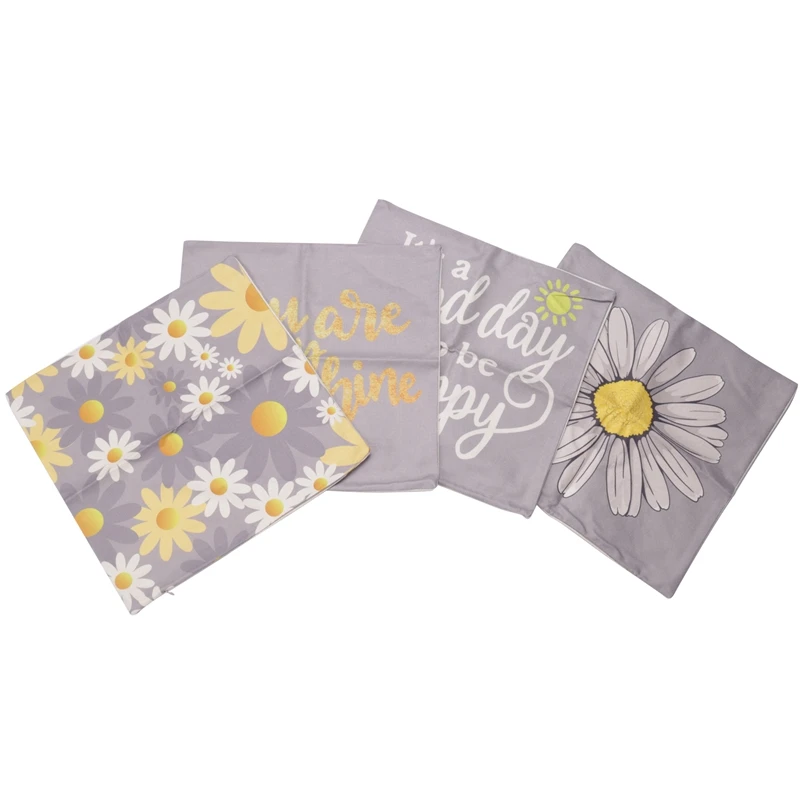 

Throw Pillow Covers,Sunflower Room Decor For Living Room Couch Cushion Bed Indoor Outdoor Yellow And Gray Home Decors
