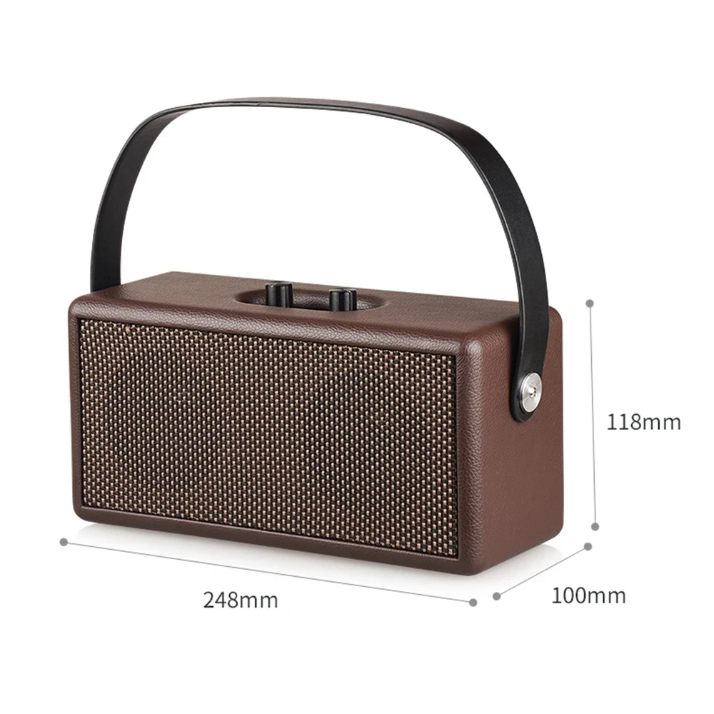 Portable Retro Wooden Bluetooth Speaker D30 Heavy Bass High Volume Leather Handle Audio Support TF Card U Disk AUX for Music enlarge