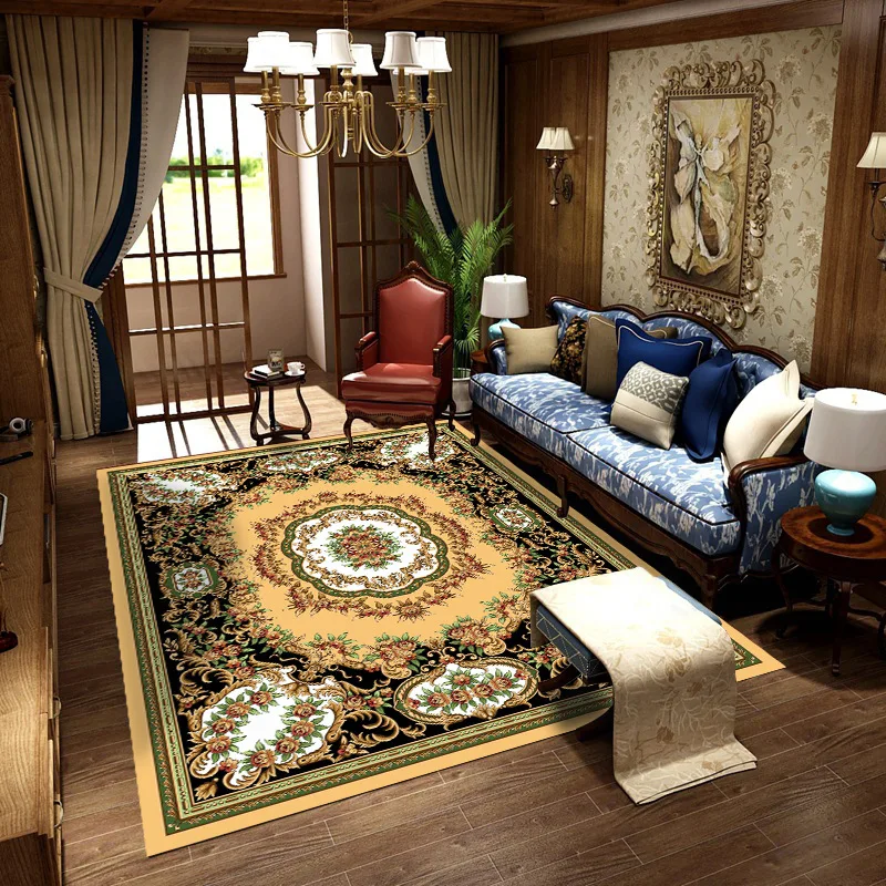 luxury retro printed carpet living room bedroom crystal velvet rug kitchen non slip and dirt resistant rugs home decorative mat free global shipping