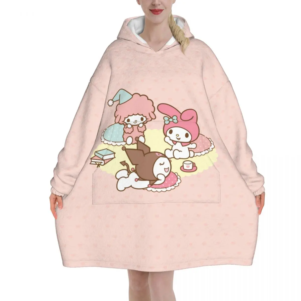Одеяло sanrio kuromi my melody толстовка большого размера носимая My Sweet Piano одеяло теплые
