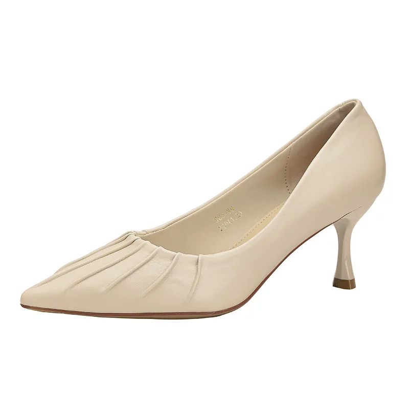 Туфли на тонком каблуке 2024 босоножки без шнуровки с неглубоким носком женские