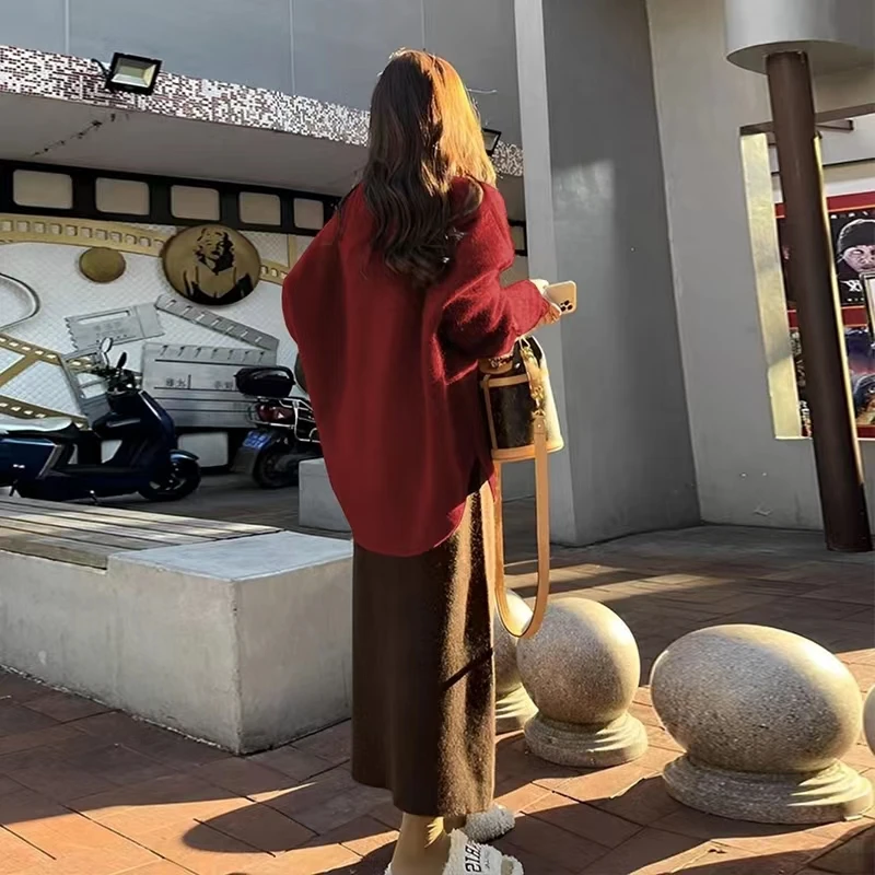 Женский Повседневный вязаный шерстяной костюм женский пуловер с круглым вырезом