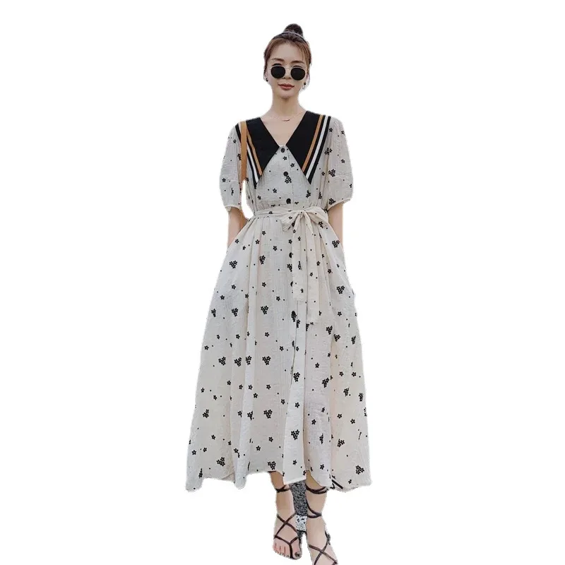 

Женское шифоновое Платье-трапеция с рукавами-фонариками