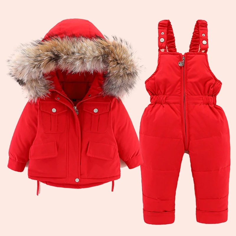 Комбинезон детский зимний с меховым воротником на возраст 0-4 года | Детская
