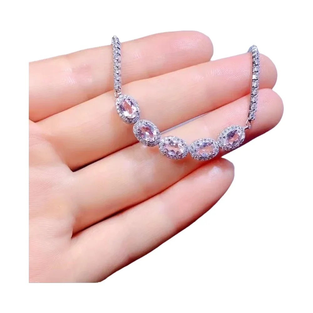 Женский браслет из серебра 925 пробы Morganite Beryl высококачественные ювелирные