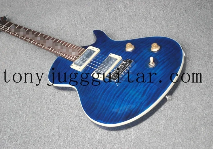 

Reed Trans Blue SC-58 Singlecut Flame Maple Top Electric Guitar Tremolo Tailpiece,Chrome Hardware