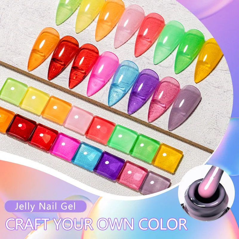 Фото MEET ACROSS 7 мл Желейный розовый, красный, зеленый гель-лак для ногтей Jelly Sparlky Neon Macaron Series Soak Off UV Gel Nail Art Varnish Nails №4
