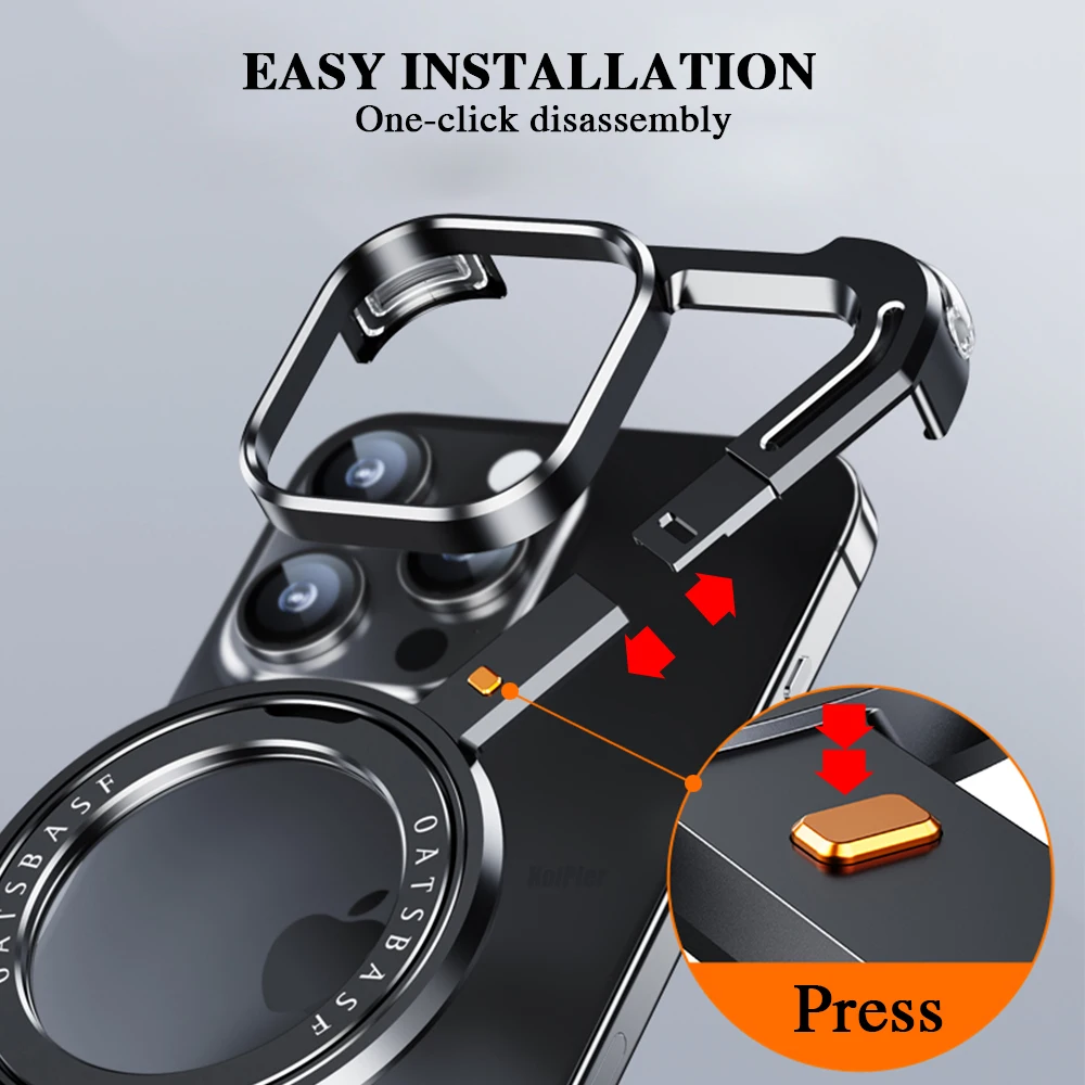 Чехол для телефона из алюминиевого сплава iPhone 16 Pro Max магнитная подставка MagSafe