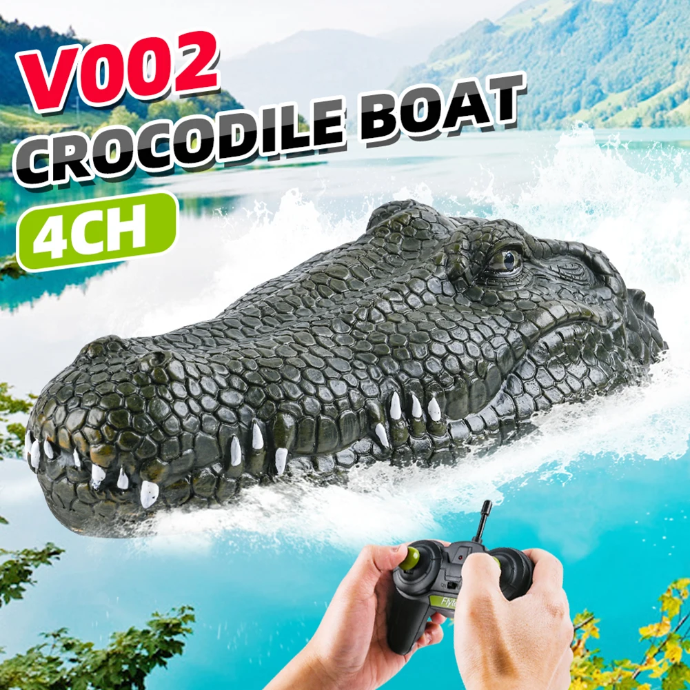 

Flytec V002 Crocodile RC Boat 2.4GHz Alligator RC Boat Waterproof Electric Remote Control Boat Simulation Crocodile Head Toys