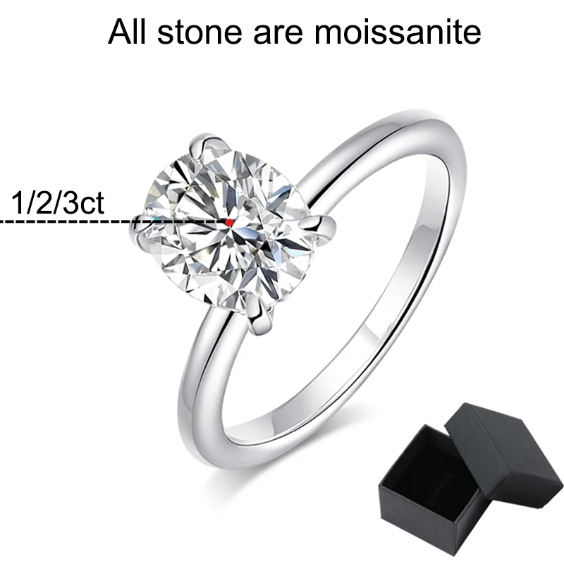 Smyoue 18k Plated 2/3ct Moissanite Diamond Ring for Women Oval Fancy Cut Bridal Sets Solitaire Wedding Promise Band 925 Silver images - 6