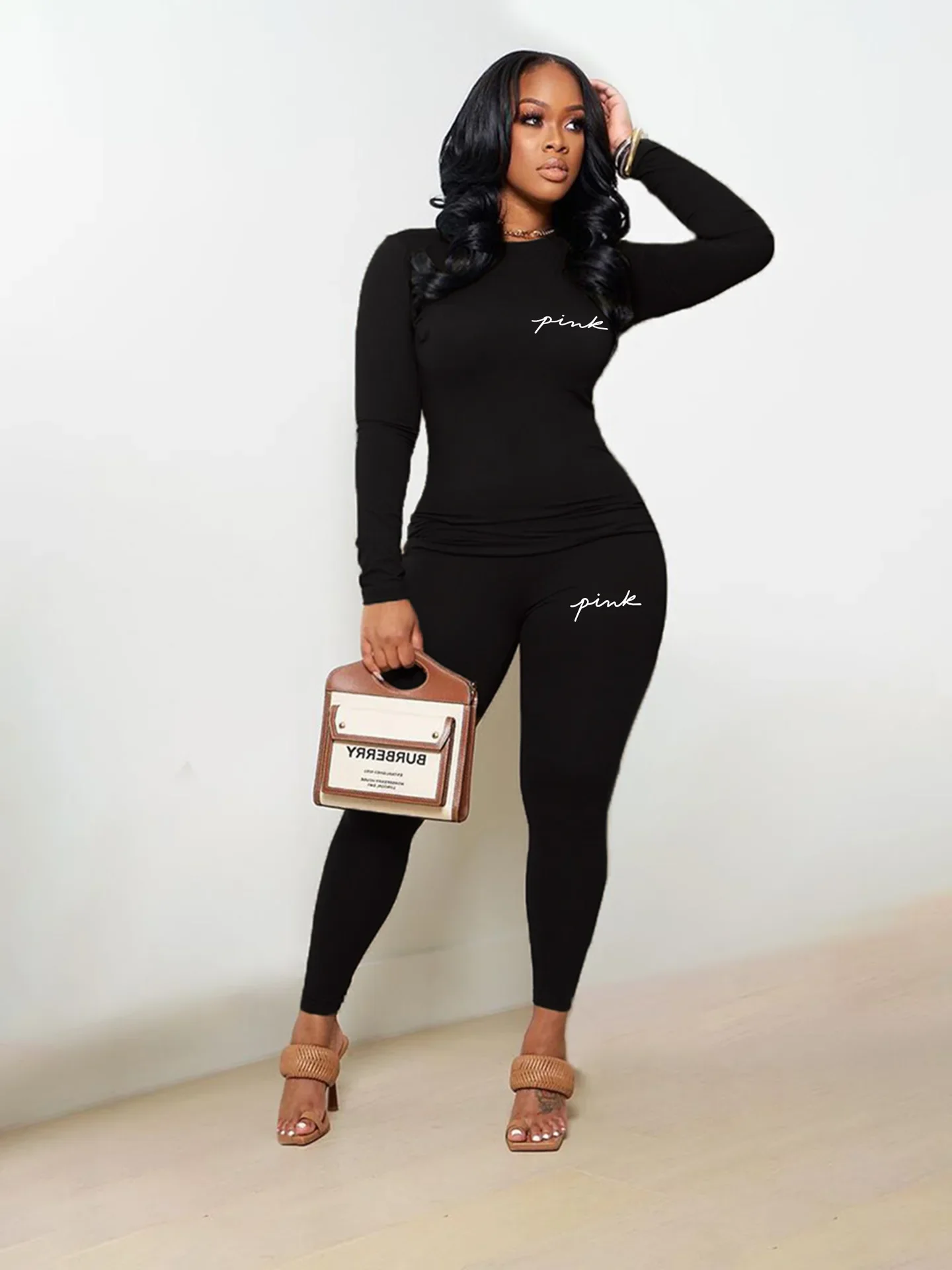 Женский хлопковый комплект из двух предметов повседневный топ с круглым вырезом