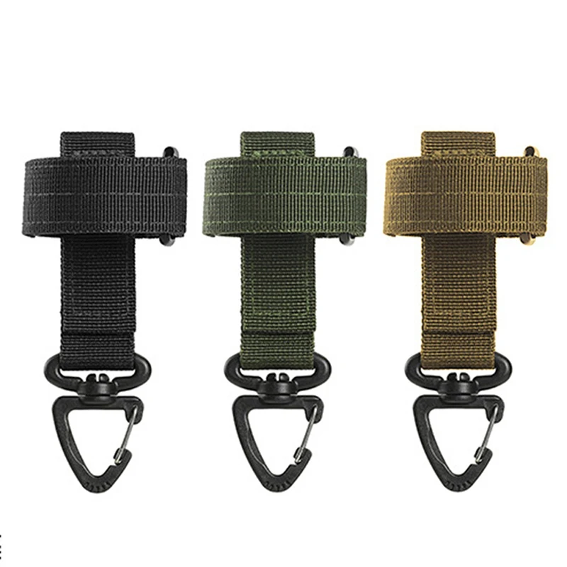 Outdoor Keychain Tactical Gear Clip Keeper Pouch Belt Keychain  Webbing Gloves Rope Holder Military Hook Nylon Webbing Keyring