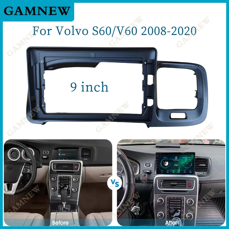 

9 Inch Car Frame Fascia Adapter Canbus Box Decoder Android Radio Dash Fitting Panel Kit For Volvo S60 V60 2014-2018