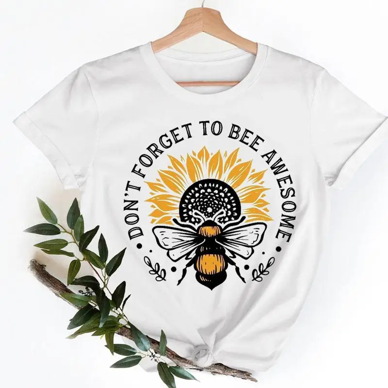 

Graphic Tee T-shirts Female Short Sleeve Ladies Women Fashion Sweet Bee 90s Watercolor Casual Clothing Summer Tshirt Clothes