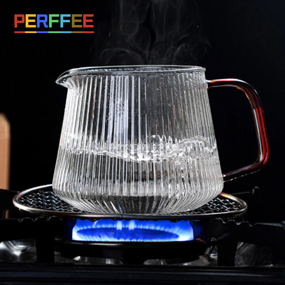 

350ml 500ml Coffee Pot Pour Over Heat Resistant Glass Coffee Server Stripes Coffee Kettle Brewer Drip Coffee Share Pot