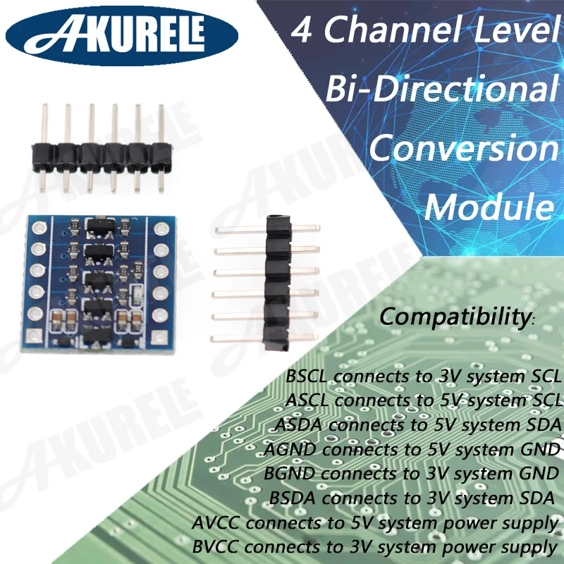 

4-канальный преобразователь логического уровня IIC I2C от 5 в до 3,3 в двунаправленный Модуль платы преобразования UART SPI TTL с индикатором работы
