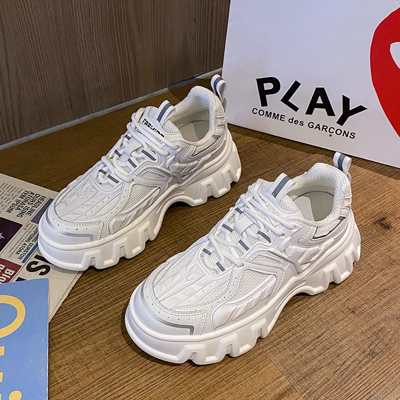 Женские массивные кроссовки на платформе весенние сетчатые повседневные