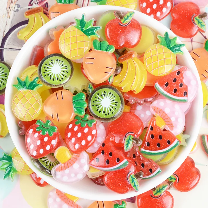 

10pcs Cartoon Kawaii Cute Resin Fruits Series Flatback Miniature Accessories Cabochon Diy Scrapbooking Materials Embellishments
