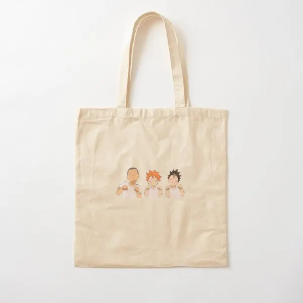 

Haikyu Cute Hinata Nishinoya And Tan Canvas Bag Printed Shopper Fabric Women Travel Ladies Designer Foldable Shoulder Bag Tote