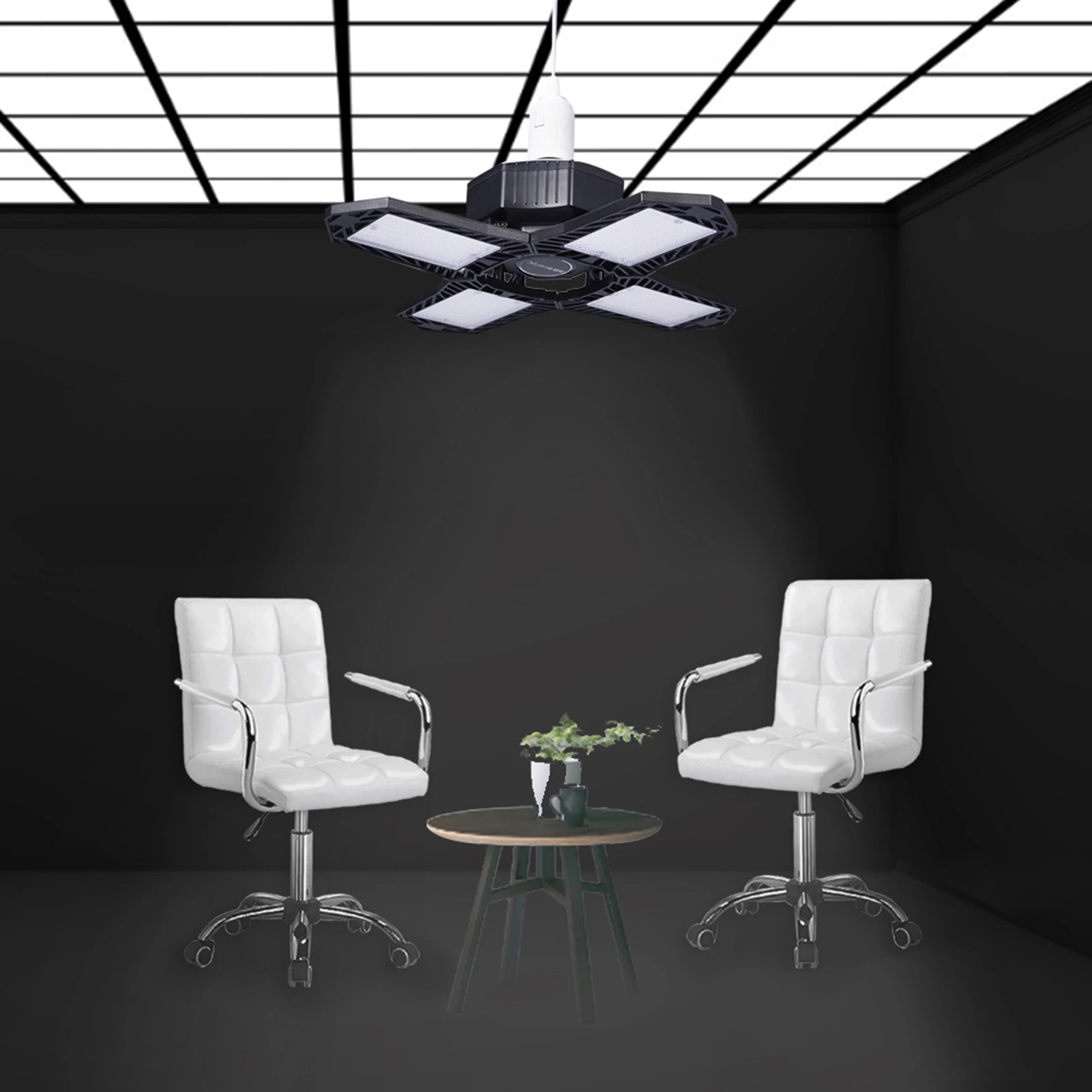 

200W LED Garage Light Deformable Fan Ceiling Lamp E27 Folding 4 Panel Industrial Lamp For Warehouse Workshop 85-265V
