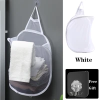 portable foldable breathable laundry basket wall mounted dirty clothes basket bathroom laundry hamper organizer with hook new