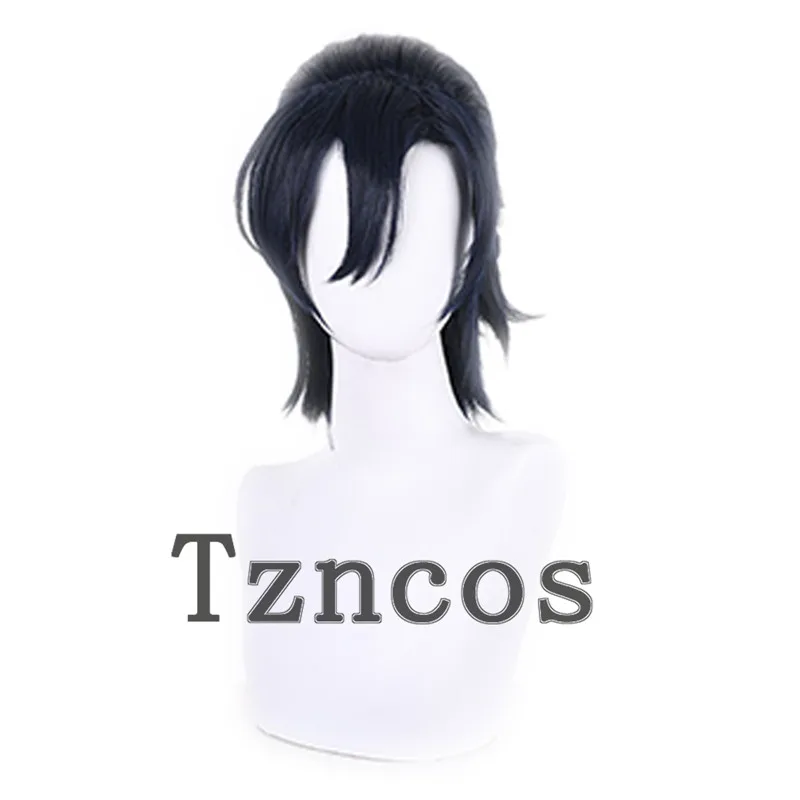 

Tzncos Anime Summer Time Rendering SHINPEI AJIRO Cosplay Wig Short Blue and Dark Heat Resistant Synthetic Hair