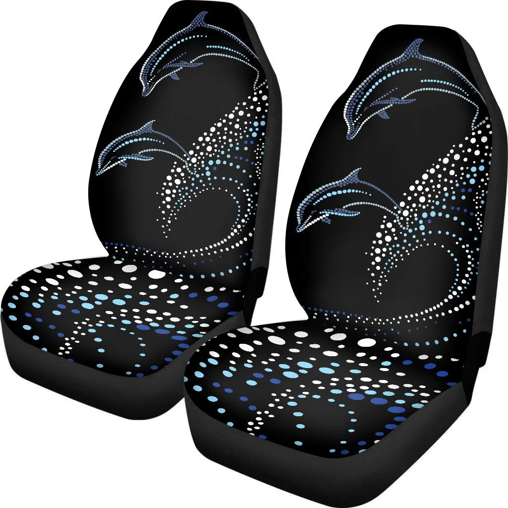 

HUGSIDEA Dolphin Dot Design Universal Fit Car Seat Covers Durable Fashion Auto Accessories Set of 2 Front Car Seat Cover only