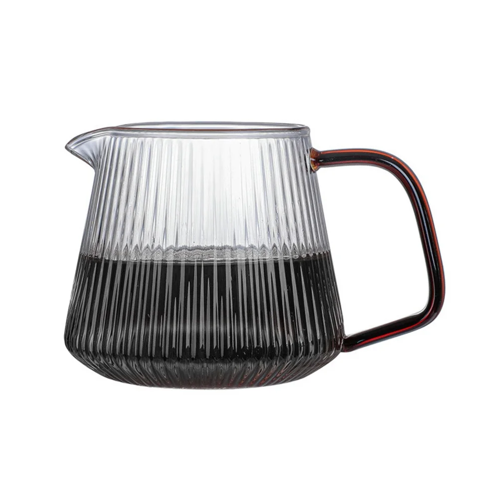 

Pour Over Coffee Server Vertical Stripes Glass Coffee Pot Heat Resistant V60 Drip Coffee Share Pot Barista Kettle