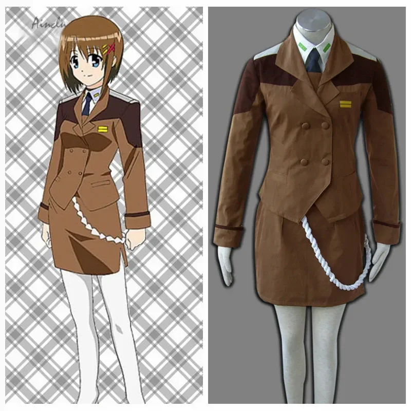 Ainclu Magical Lyrical Nanoha аниме женская армейская форма для девочек Хэллоуин косплей