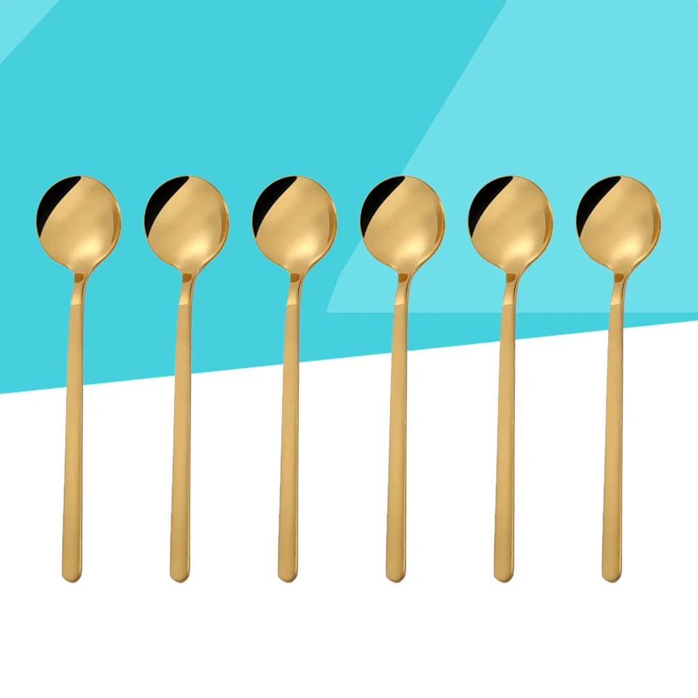 

Spoon Handle Spoons Stirring Tea Cocktail Coffee Round Steel Stainless Mini Cream Ice Iced Mixing Bar Latte Teaspoon Dessert