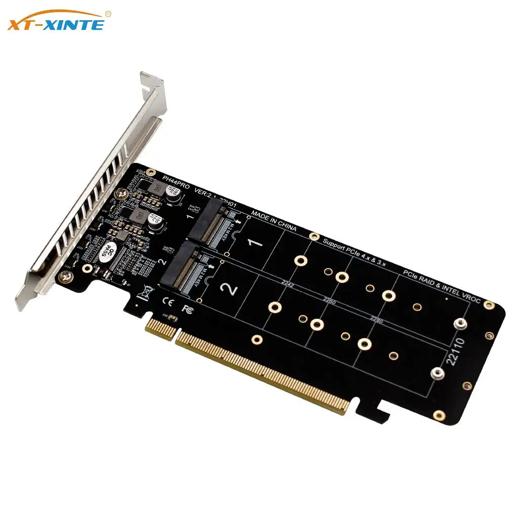 

PCIE X16 to M.2 M-Key Riser Card для NVME x4 SSD 2U Серверная Riser Card двухсторонняя 4-дисковая RAID PCI-EX16 Split Card