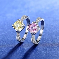 sherich 925 sterling silver high carbon diamond pink ring for women classic elegant anniversary girls sparkling jewelry