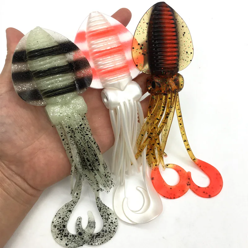

12cm/15cm/18cm Fishing Soft Lure Luminous/UV Squid Jig Fishing Tuna Lures Octopus Skirts Sea Fishing Wobbler Bait Lure Leurre