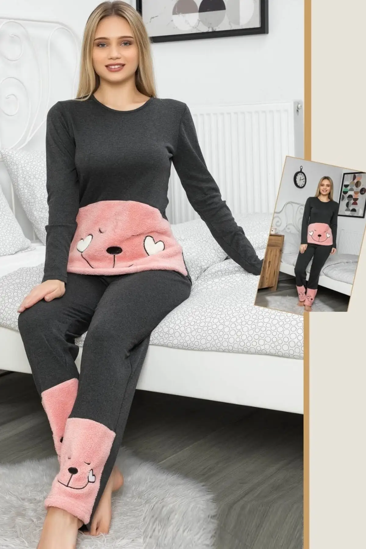 

Women's Pajamas Long Sleeve Sleep Lounge Pajamas Elastic Waist Nightwear Retro Sleepwear Casual Home Clothing