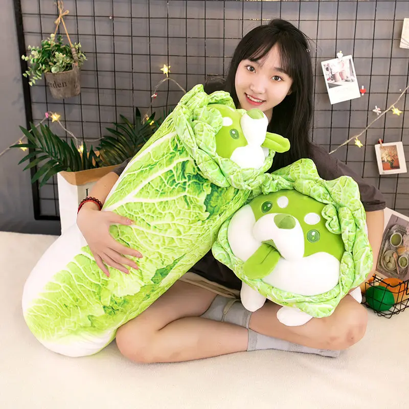 

90cm Kawaii Cabbage Shiba Inu Dog Cute Vegetable Fairy Anime Plush Toy Fluffy Stuffed Plant Soft Doll Pillow Baby Kids Toys Gift
